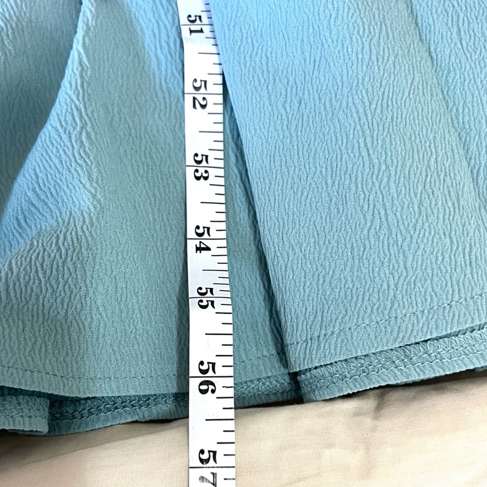 Contemporary Seafoam Collared Popover Dress Side Slits Pockets Long Sleeve Size - Picture 10 of 10